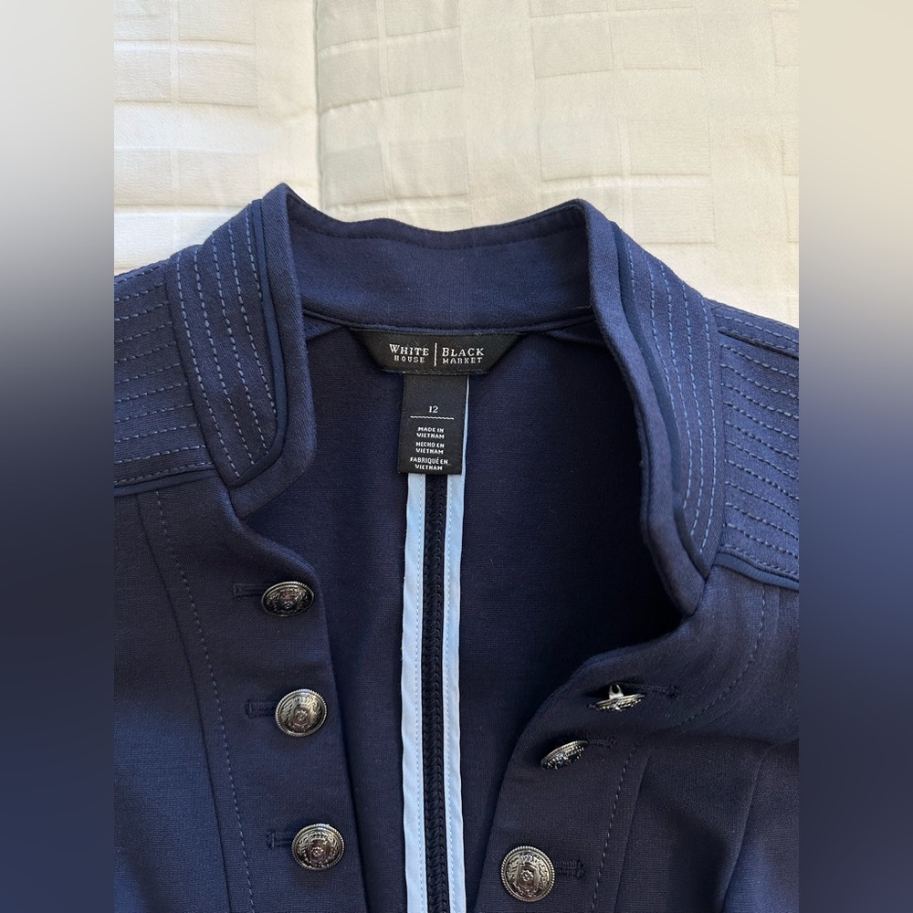 White House Black Market Dark Blue Military Blazer - Picture 11 of 13